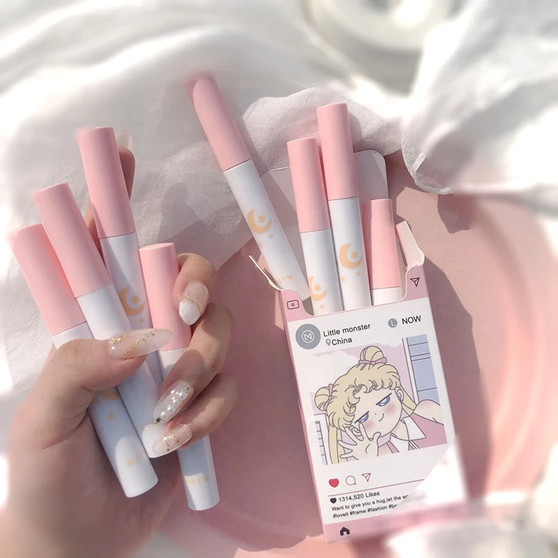 

New 8pcs Anime Light Velvet Matte Set Smoke Tube Makeup Lip Gloss Beautiful Girl Long Lasting Lip Glaze Cute Lipstick