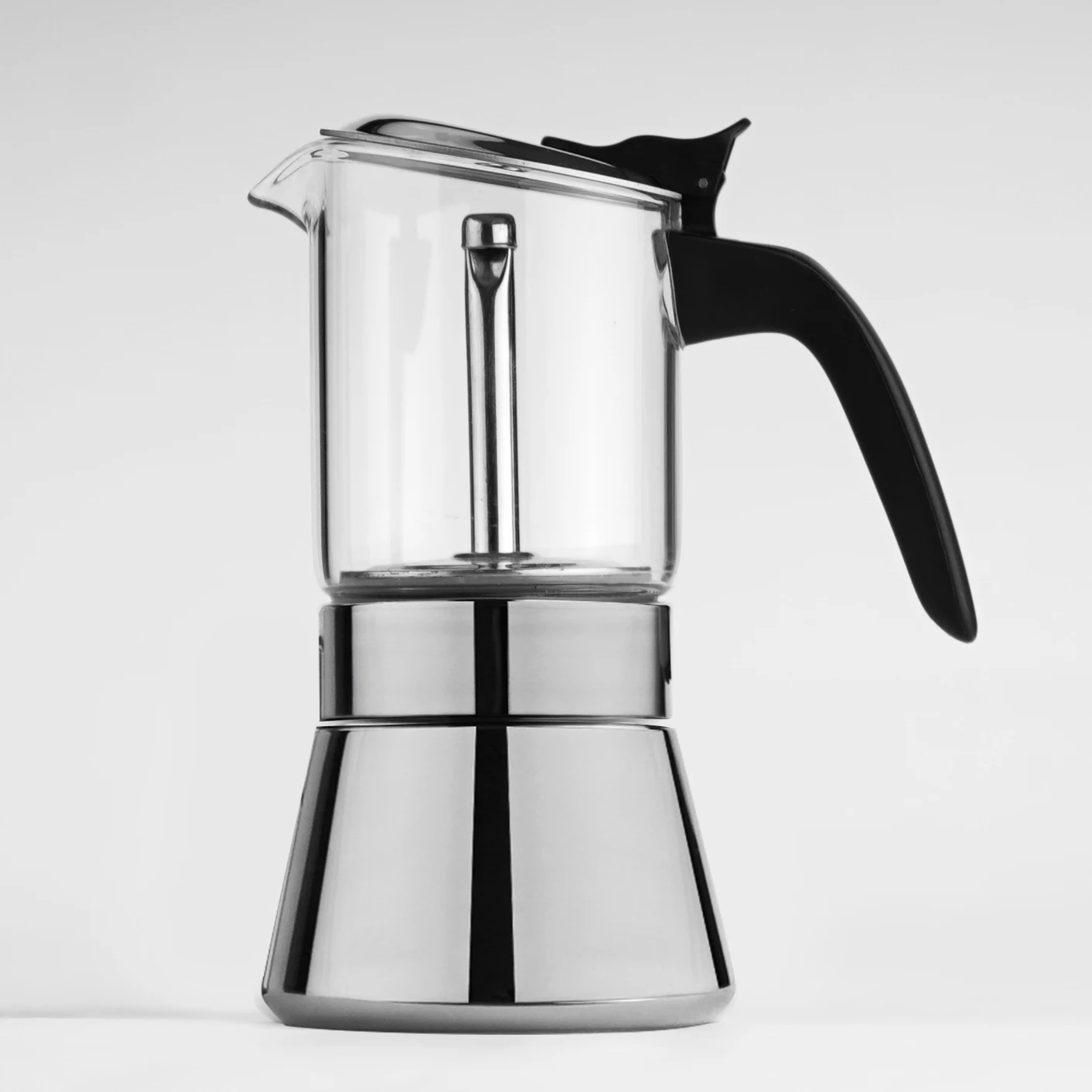 

2020 Hot Selling New Design High Borosilicate Glass Espresso Moka Pot With Handle