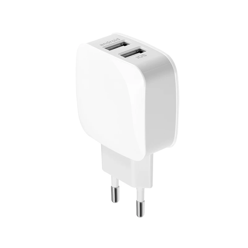 

5V 3.4A 17W 2 port usb wall adapter quick charger 5V 3.4A dual usb wall charger for Samsung/iphone, White/black