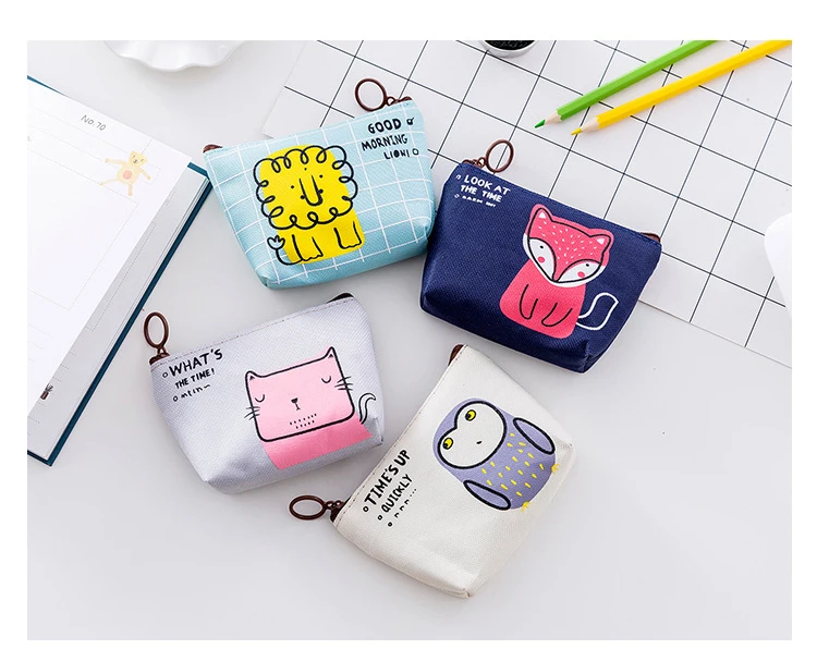 Cute Women Canvas Fabric Small Coin Purse For Women Cards Printed Mini Change Wallet Money Bag  ori-width=