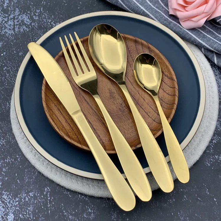 

trend 2021 gold cutlery set wedding dubai cutlery set stainless steel gold flatware wedding dinner knife fork tea spoon