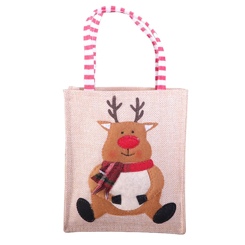 

Custom Christmas Sack Tote Bag For Gift Linen printing Kids Candy Packaging Shopping Bag, Customized color