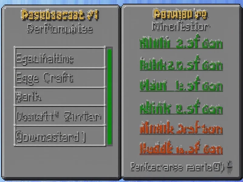 Comparison of Eagle Craft mod performance metrics in Minecraft