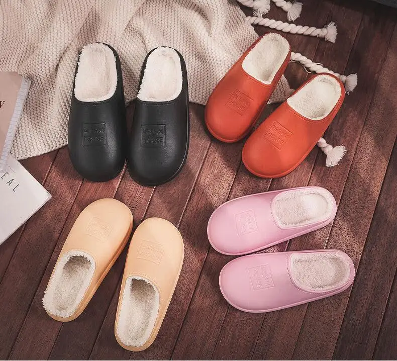 

Hot Selling Solid Color Non-slip Slipper Comfortable Winter Indoor Warm Slippers With Plush