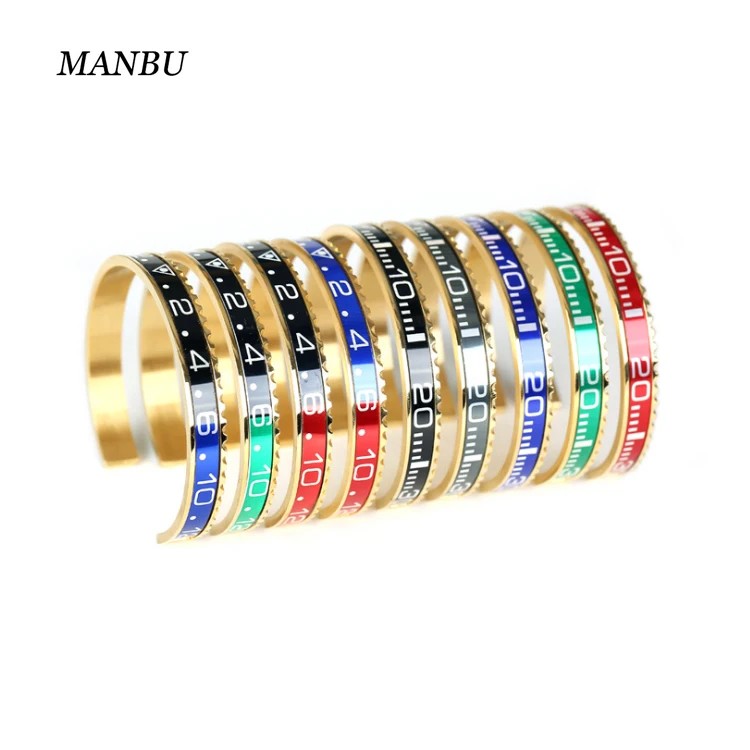 

Fashion bangles cuff gold bracelet men stainless steel speedometer bracelets