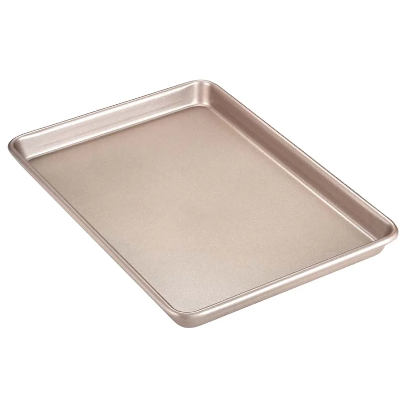 

CHEFMADE 13Inch Rimmed Meat Roasting Bread Shallow Baking Pan Non-Stick Carbon Steel Cookie Sheet Pan for Oven Pizza Pastries, Champagne gold