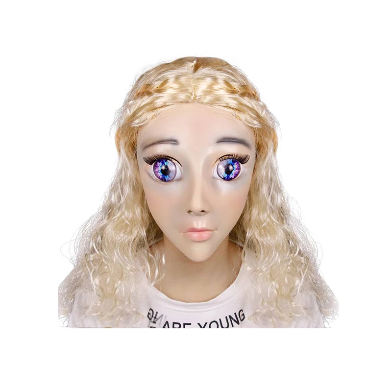 
Molezu Cospaly Costume Sexy Beauty Girl Full Face Mask Cute Realistic Latex Barbie Doll Party Masks OEM Manufacturer 