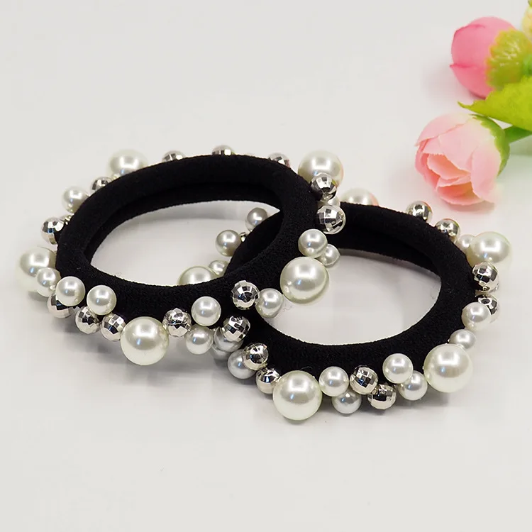 

European Hot Faux Pearl Seamless Ponytails Scrunchies Elastic Hair Rubber