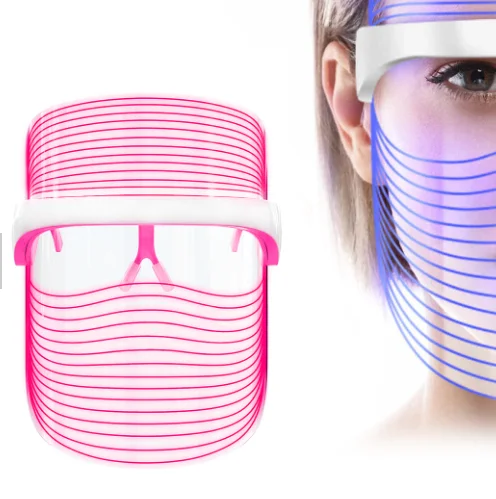 

3 Colors LED Face Mask Blue & Red & Yellow Light Rechargeable Machine for SPA Home LED Light Facial Shield