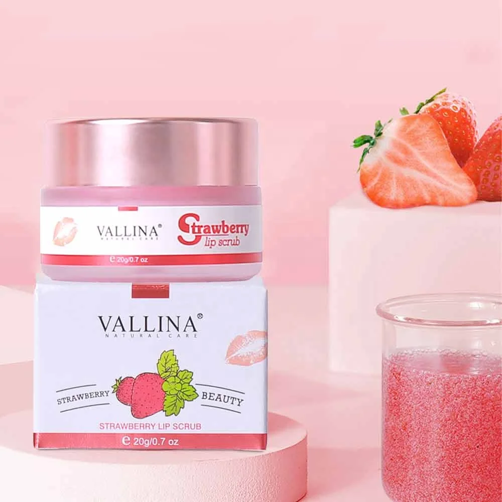 

New VALLINA Lip Care Scrub Long Moisturizing Sugar Natural Strawberry Lip Scrub