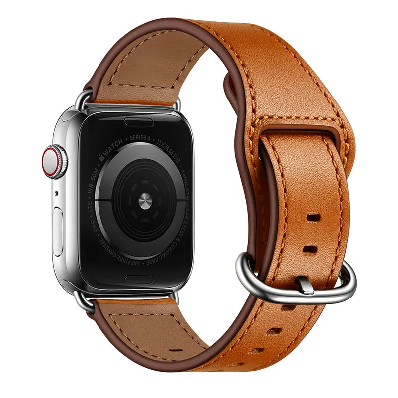 High Quality Watch Band for IWatch Serie 7 3 4 5 6 Se 4 Genuine Leather Strap for Apple Watch Band  44mm 45mm 42mm