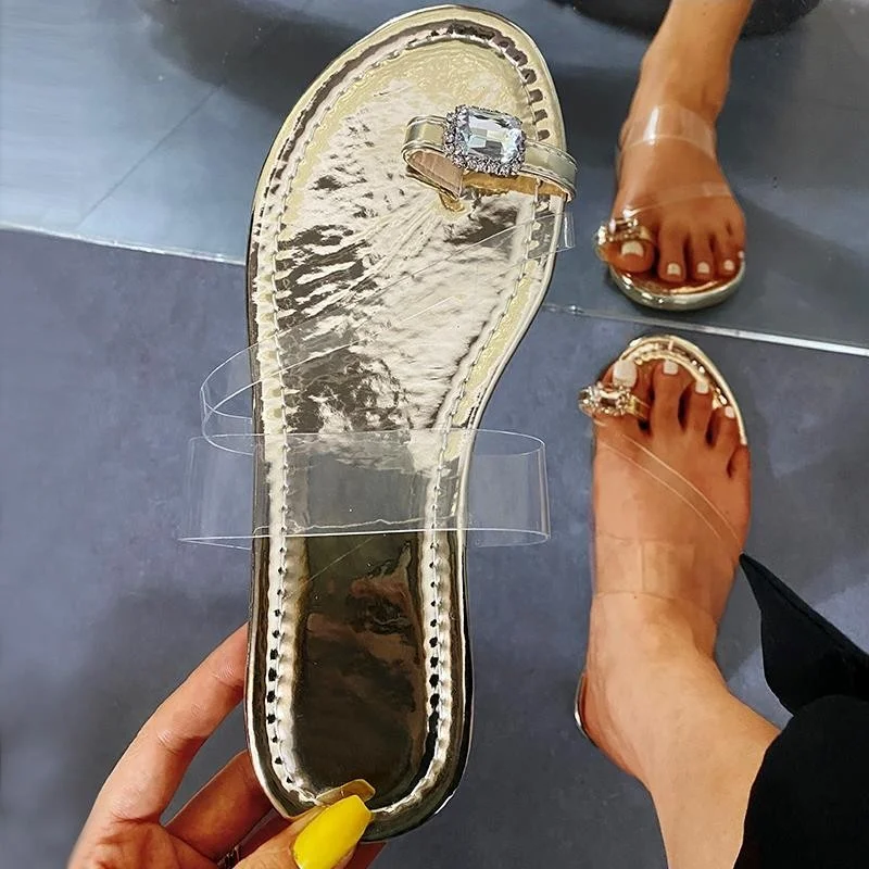 

DLL109 Newest Design Cheapest women Fashion Flat toe sandals with rhinestones transparent leopard shoes women sandal