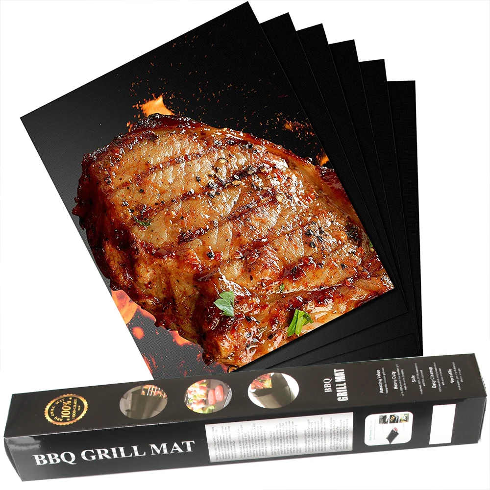 

Dongjian Non Stick Baking & Grilling Mats Heavy Duty Reusable Easy to Clean BBQ Grill Mats