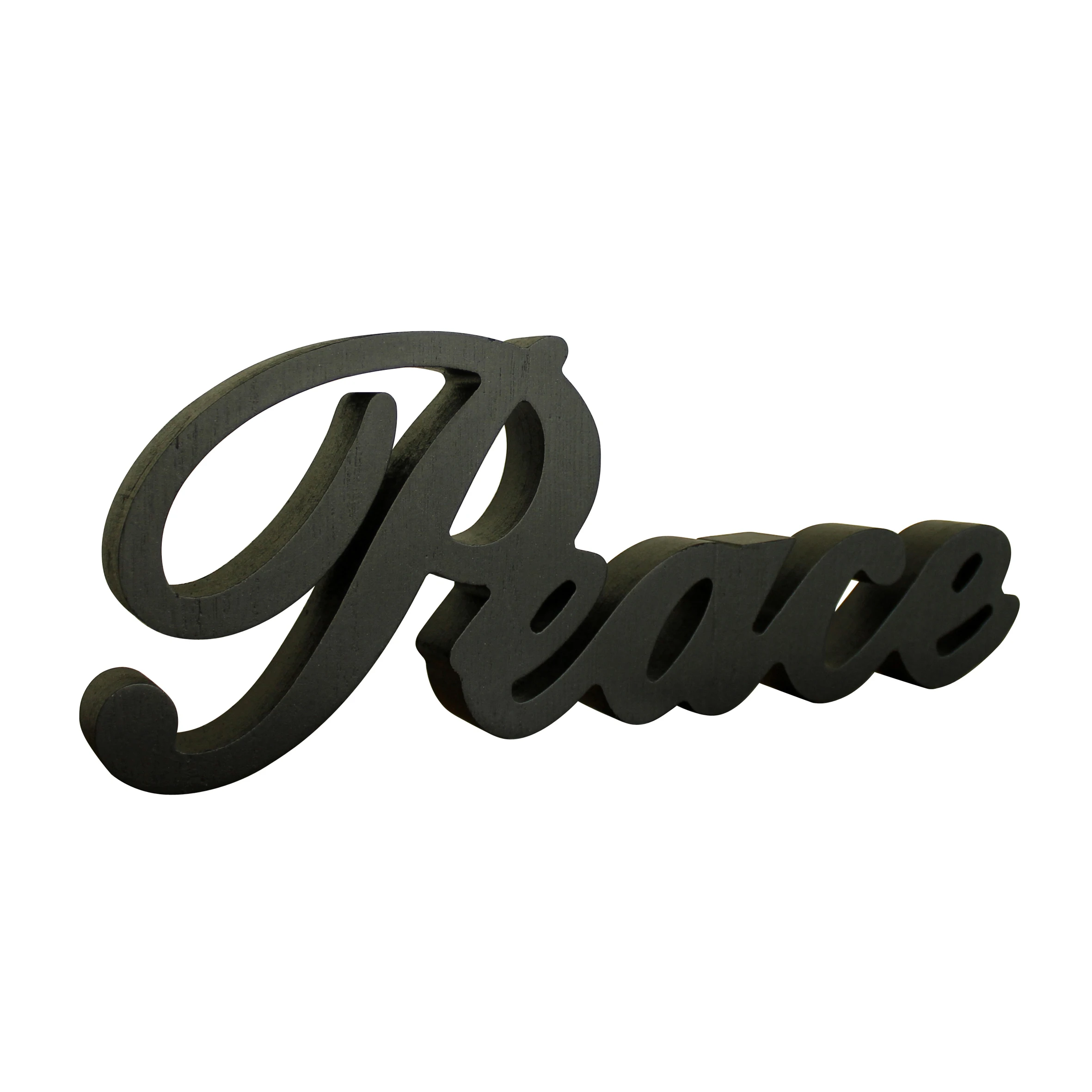 wholesale matt black wooden words sign free standing "peace" des