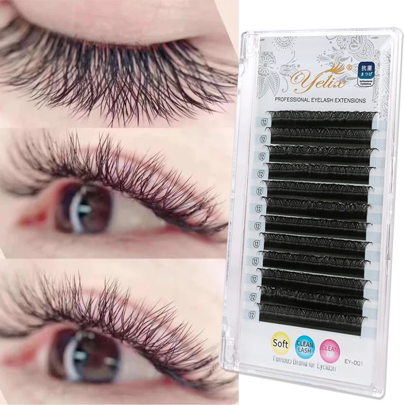 

Yelix Yy Lashes Premade C D Curl Two Tips Black YY 8-15mm Cashmere Mink Eyelashes Extensions Lash Extensions