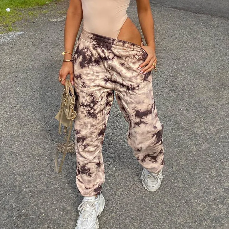 

Fashion new women high waist tie dye sports pants for autumn winter soft sweatpants