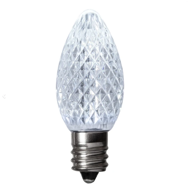 Warm White LED Candelabra Base C7 Faceted Light Bulb 