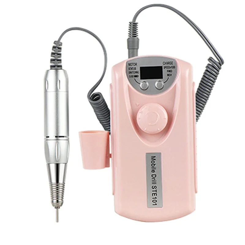 

Rechargeable Professional Portable 30000Rpm Electric Polish E File Nail Electr Sander File Drill Machine, White pink black