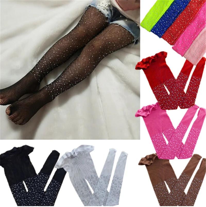

Summer Children Black Pantyhose Mesh Tights Ripped Jeans Net Grid Stockings New Fashion Kids Girl Lace Fishnet Stockings, Colors