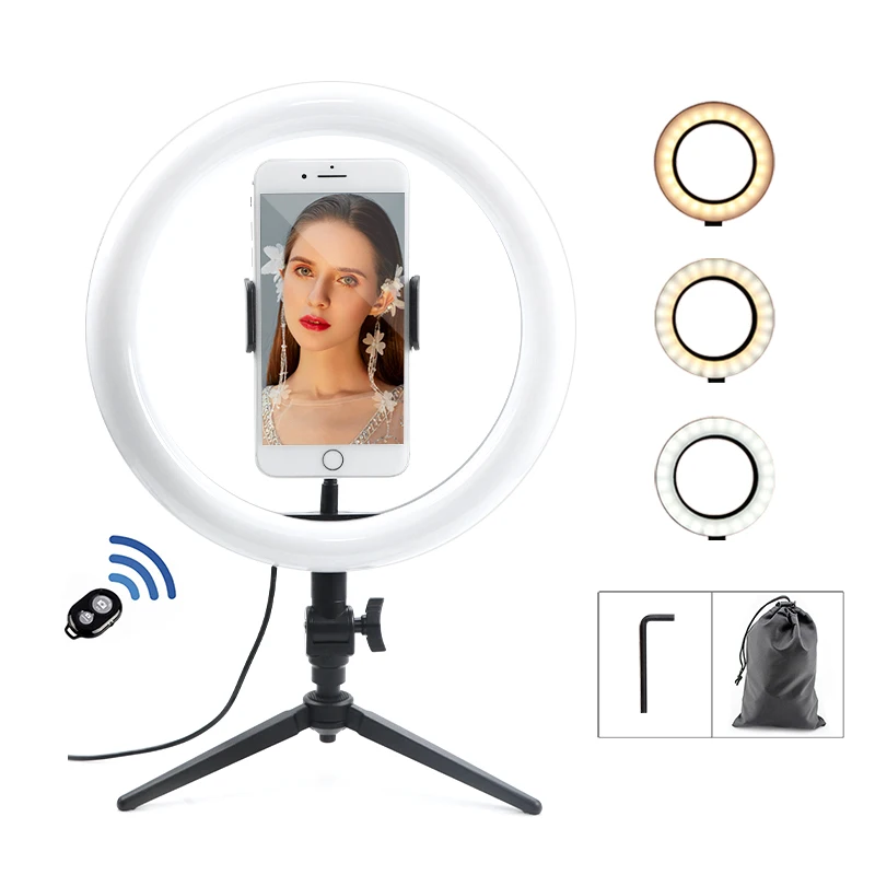 

Beauty Make Up Photography Lighting Mobile Selfie LED Selfie Ring fill Light With Tripod Stand