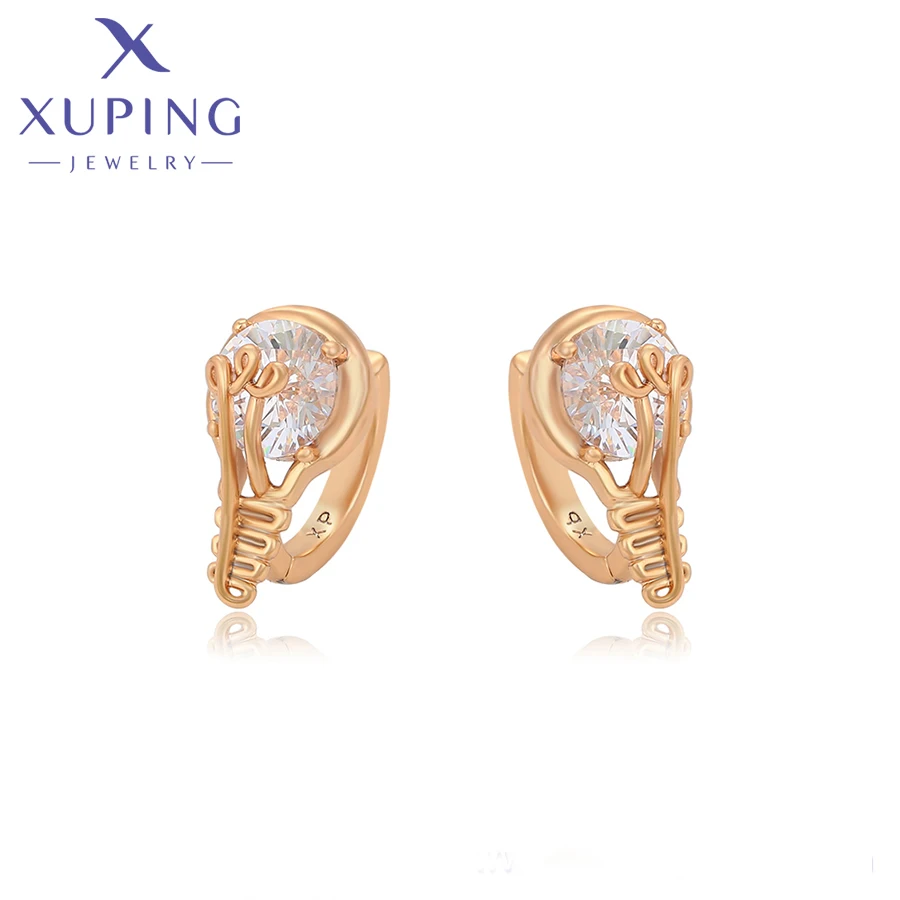 

X000466864 xuping jewelry special shape elegant vintage delicate trendy newly 18k color plated crystal women huggie earring