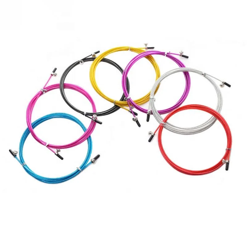 

Hot Sale Custom Color Size Dia 2.5mm Length 3M Steell Wire PVC Coated Parts Speed Replacement Jump Rope Cable, Black, blue, red, purple, pink,etc