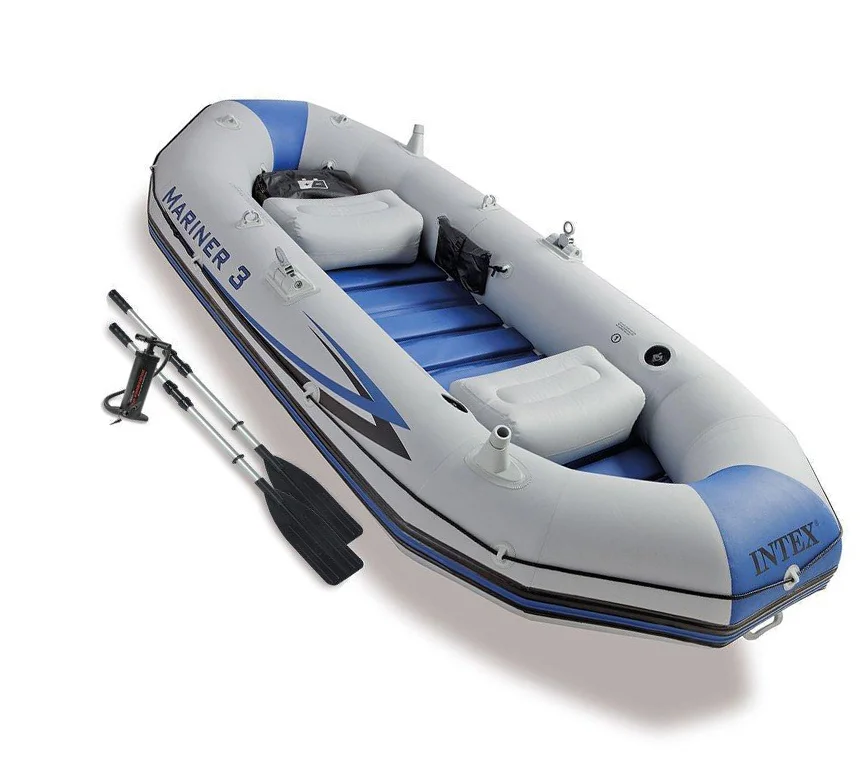 

2021 xbl sue Intex 68373 MARINER 3 BOAT SET water Sport Series Inflatable canoe/kayak fishing boat 3 person, As photo