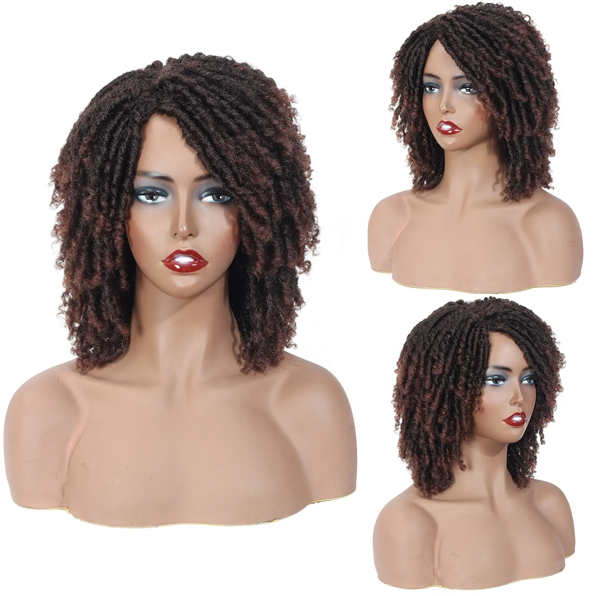 

Wholesale short synthetic crochefaux locs wig dreads style african braided wigs hair dreadlocks wigs for woman, 1b,1b/27,1b/30,1b/burg,etc