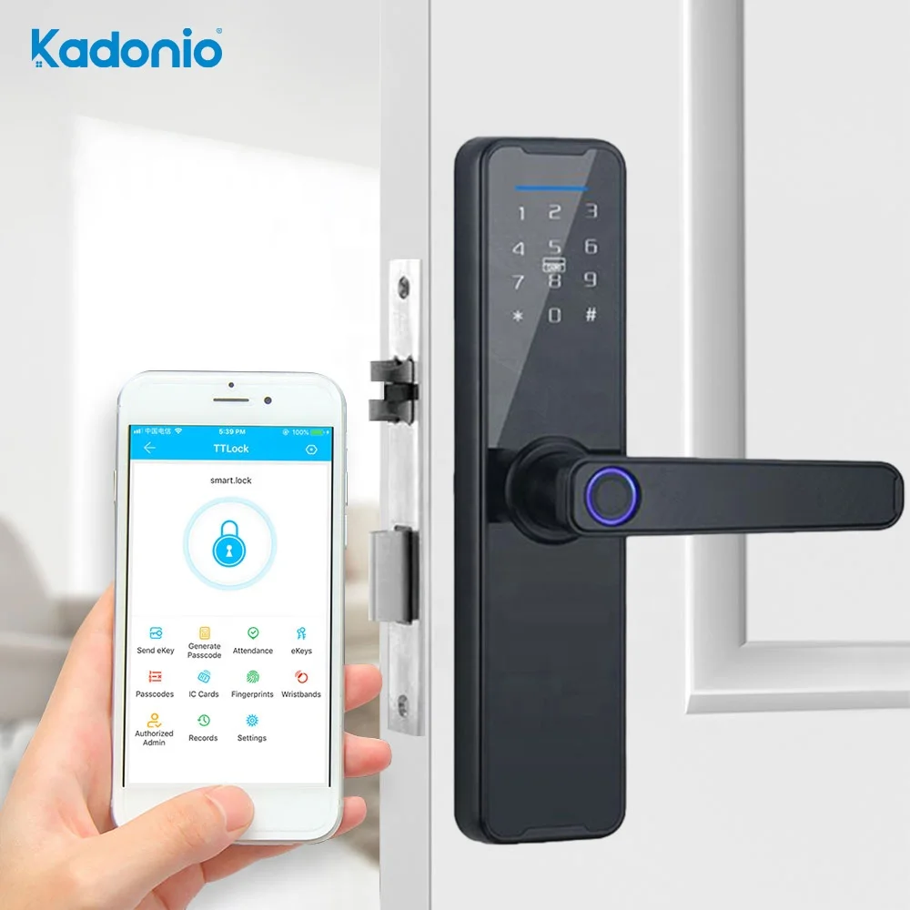 

Kadonio Keyless Entry Smart Door Lock TTLock BLE Biometric Fingerprint Digital Lock Door Electric