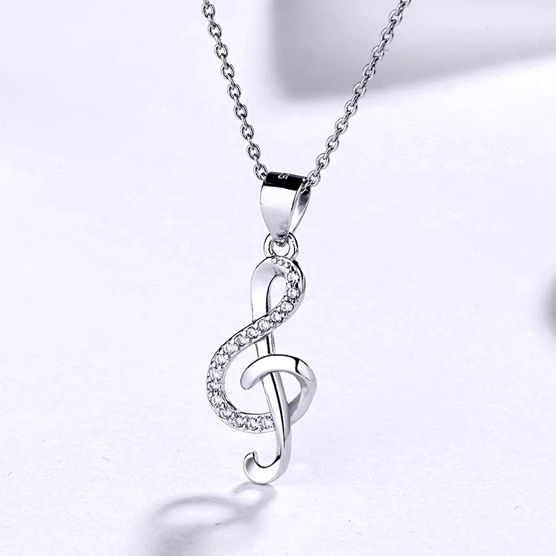 

Fashion Classic White Gold Musical Note Pendant 925 Pendant Sterling Silver Can Be Used As Gifts, Platinum