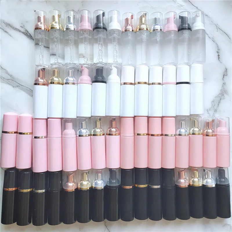 

Low MOQ custom private label empty lash foam shampoo bottles with pump, White, gold, rose gold