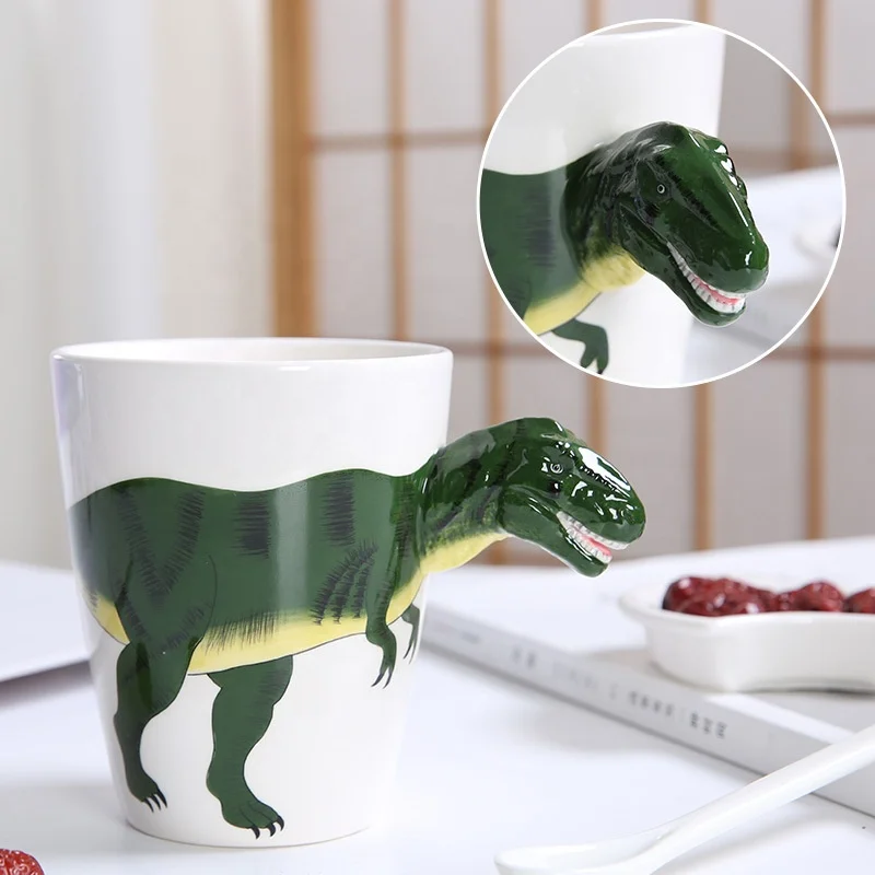 

Customer logo Hand Painted 3D Animal Ceramic Mug Cup Creative Dinosaur Ceramic Coffee Mugs Cup