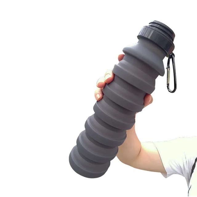 

silicone telescopic travel portable multifunctional outdoor bottle folding silica gel sports kettle, Customized
