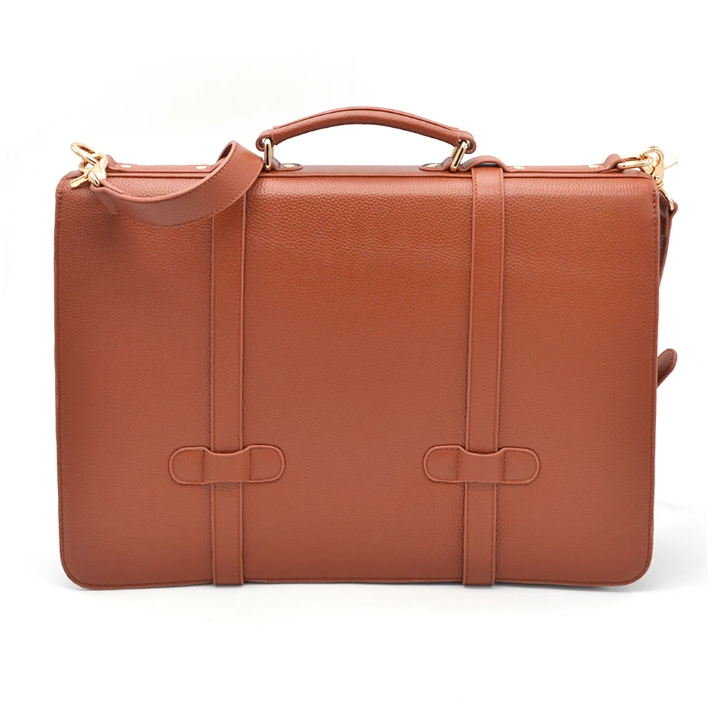17 Inch Shoulder Luxury Genuine Leather Mens Leather Briefcase Business