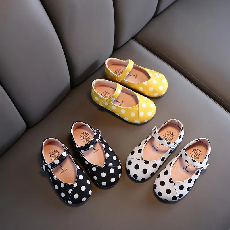 

2021 Autumn new girl single shoes Korean style children's leather soft-soled peas shoes HSHF001, White,yellow,black
