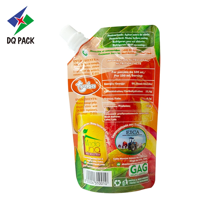 High Quality Stand Up Drink Pouch With Spout 250 ml Juice Packaging Pouch
