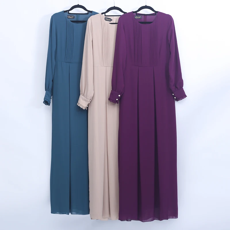 

Pleated Chiffon Long Dress Lady 's Causal Clothing