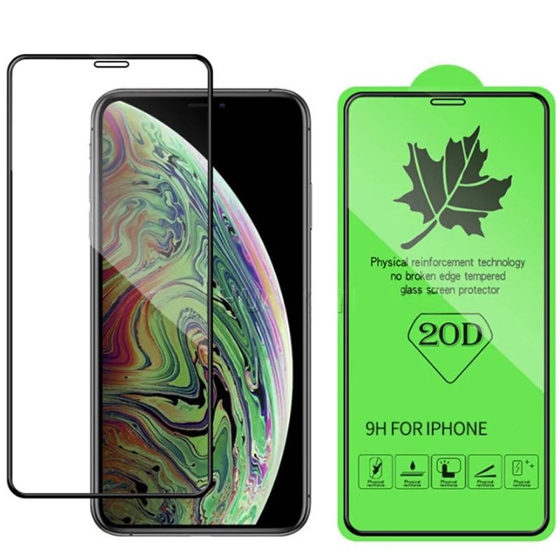 

High Quality 20D large Radius Tempered Glass Screen Protector Full Glue Protective Film For iphone 11 Pro Max X/XS Max, Black,white