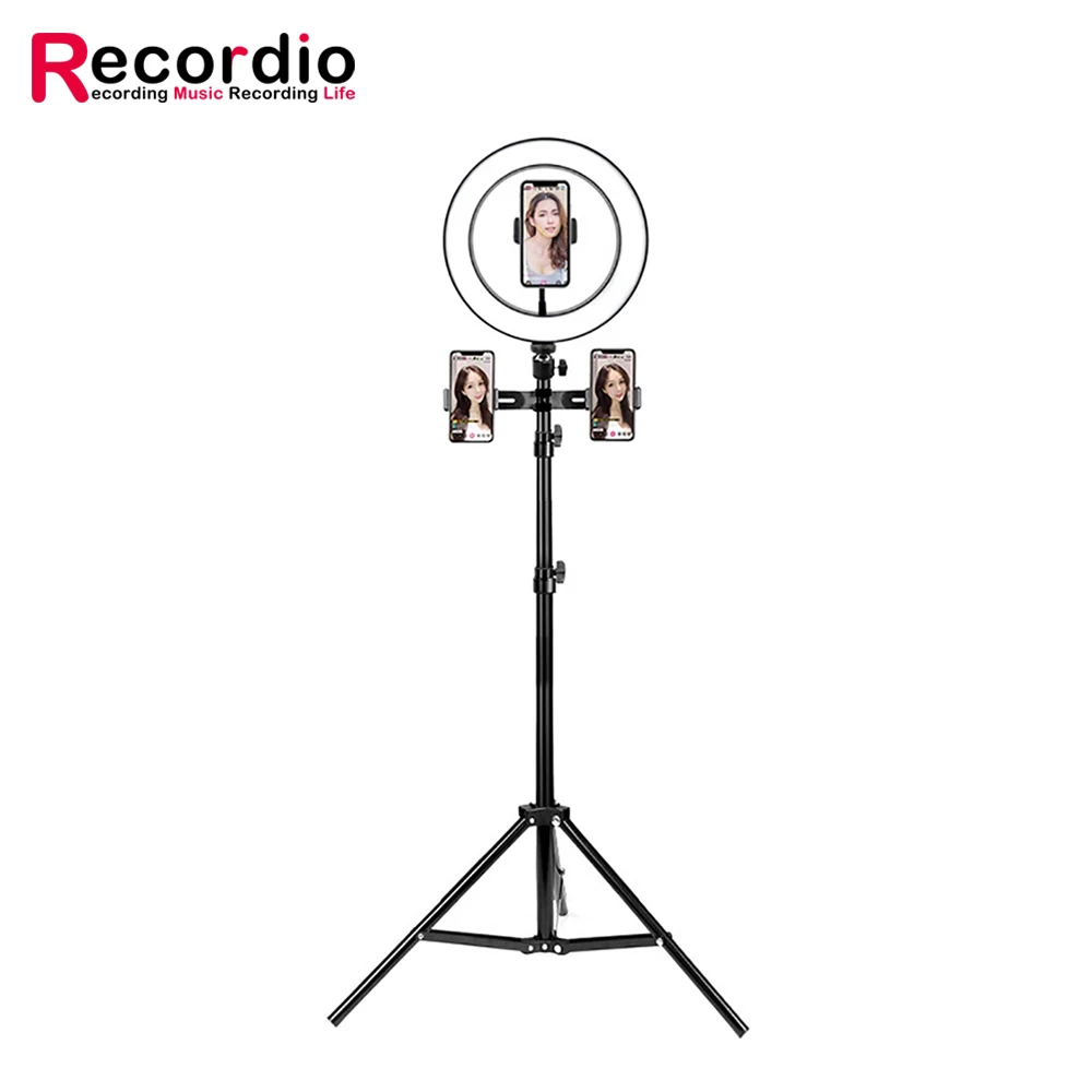 

GAZ-111B Professional tripod adjustable floor microphone stand broadcasting equipment accessories with beauty live fill light, Black