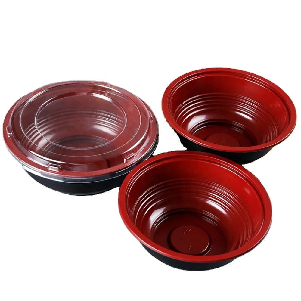 

Plastic RPP/ PP microwave round soup bowl wholesale disposable takeaway container with lid, Black