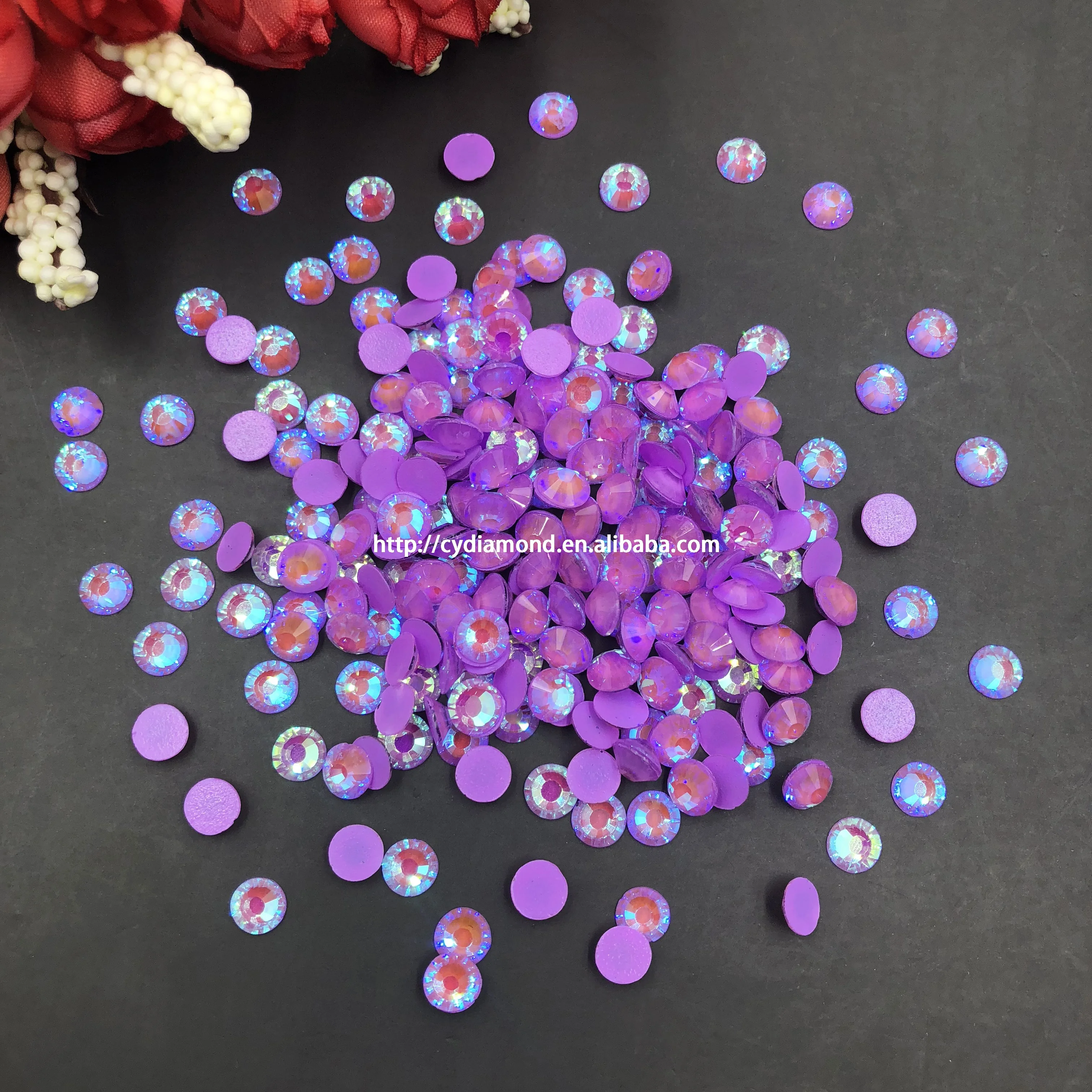 

C&Y Crystal Diamonds Nail Stones Bulk Ab Non Hotfix Purple Neon Rhinestone