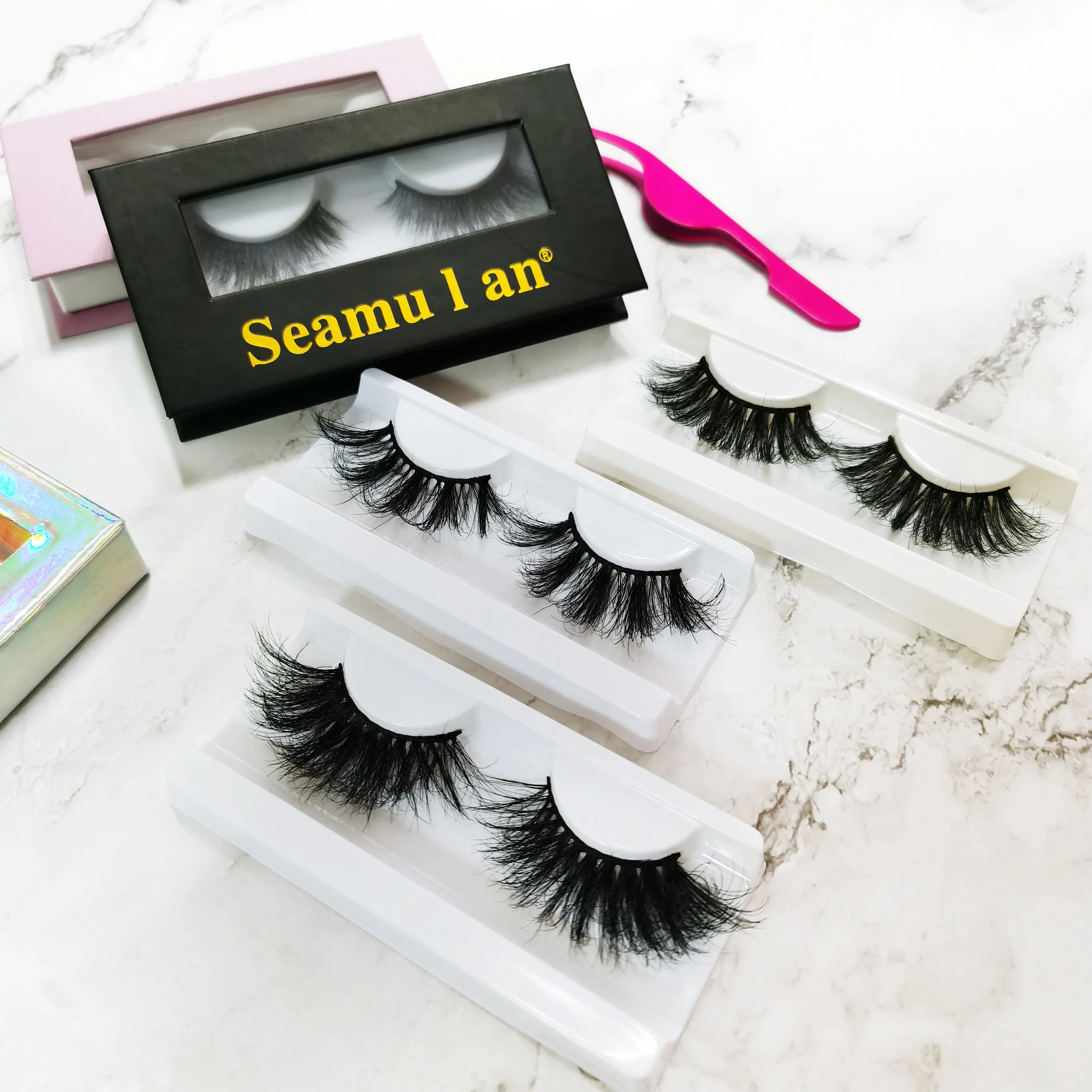 

wholesale good selling cotton band logo 3D 100% siberian mink lashes with packing box