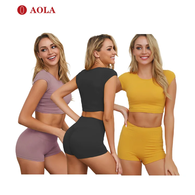 

AOLA Fitness Yoga Wholesale Womens Leggings Female Compression Custom 2 Piece Gym Clothing Sets Women, Pictures shows