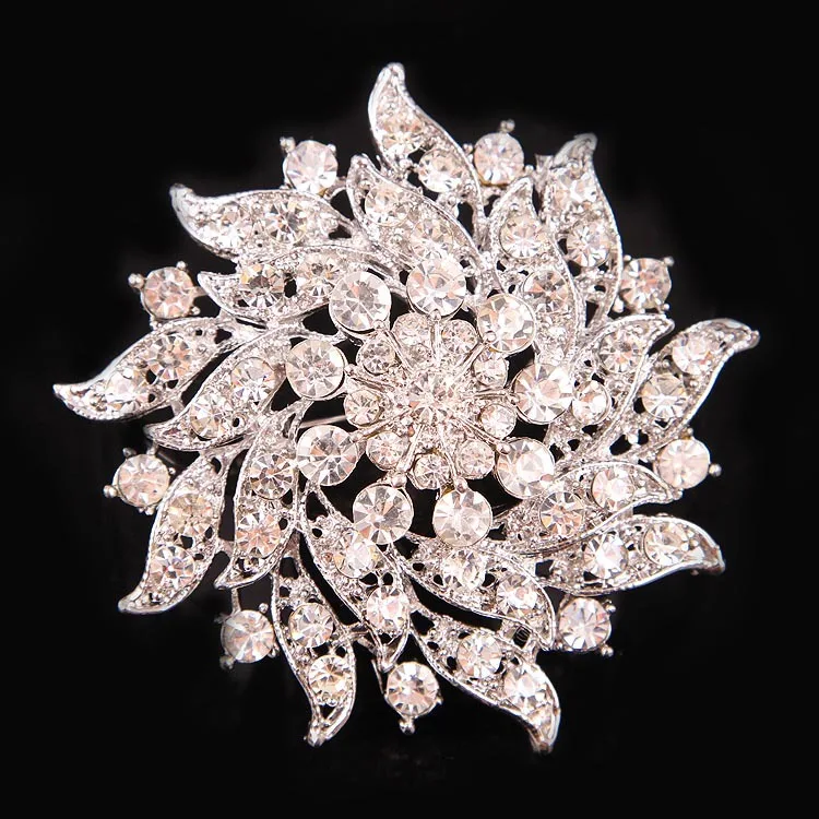 

Jewelry New Metal Zinc Alloy High Fashion Jewelry Women White Rhinestone Bridal Crystal Brooch And Pin