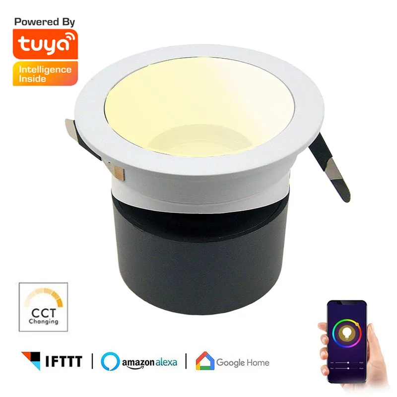 Ebay Amazon Hot Sale Tuya Wifi APP Control Dual White Dimmable LED Downlight 7W 12W Voice Control by Alexa Google Home for Shops