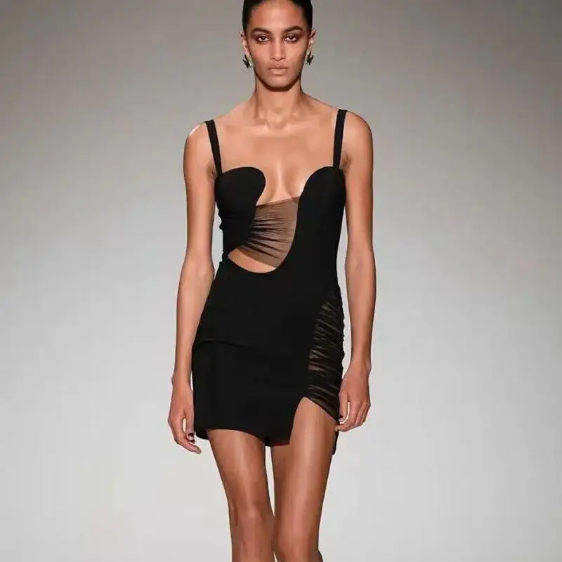 New Product Ideas Halter Breathable Summer Sleeveless Sexy Elegant Black Mini Dresses for Women