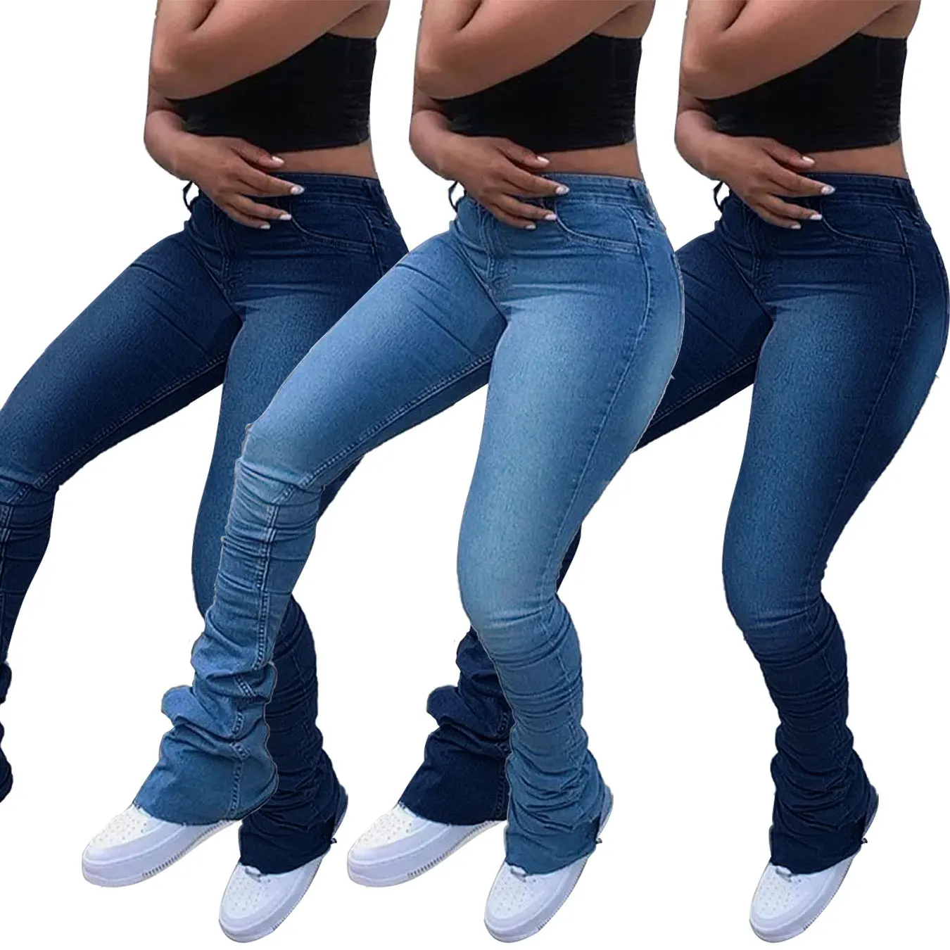 

21015-MX54 classic styles high waist bodycon long jeans women sehe fashion