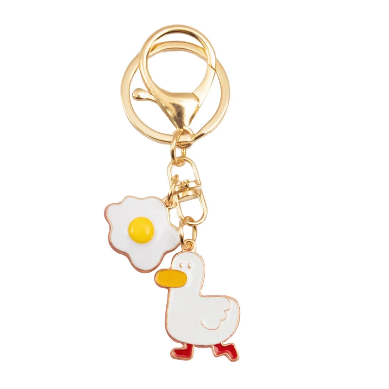 

Hot Selling Come on Duck Poached Egg Keychain Metal Bag Girl Accessories Personality Pendant Cute Keychain Kids Girlfriend Gift