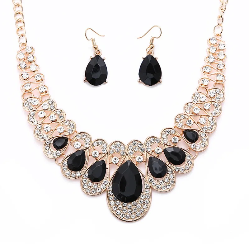 

New Fashion Jewelry Set 2021 Summer New Styles Artificial Party Wear Crystal Bridal Jewelry Sets for Women