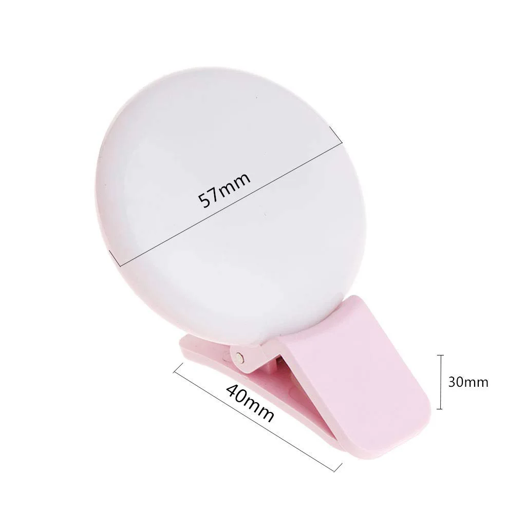 

2021 latest Portable Mini Selfie Round Flash Clip-on Mobile phone LED Flash Fill Light, White , pink , black , blue